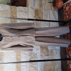 Ann May taupe/black raw silk tweed pants suit